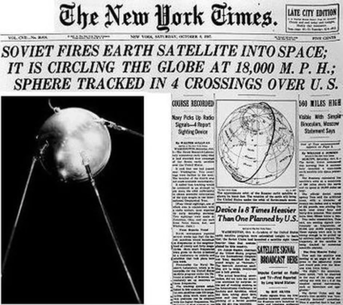 ニューヨーク・タイムズ1957年10月5日付一面、スプートニクの見出し